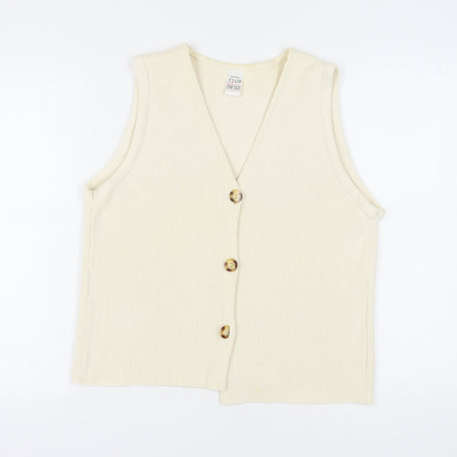 Snob Women's Ivory Knit Vest, One Size, Button Accents