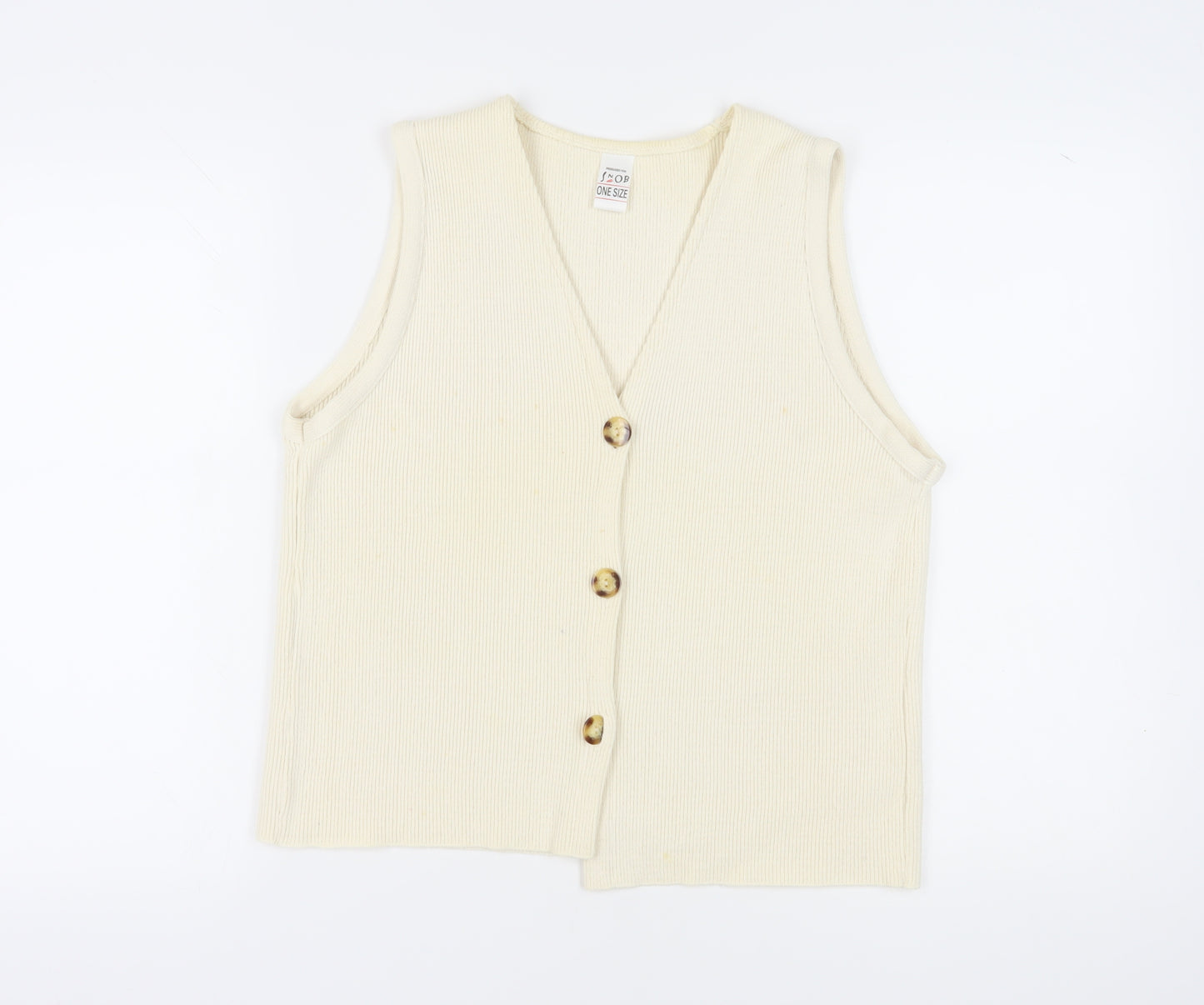 Snob Women's Ivory Knit Vest, One Size, Button Accents