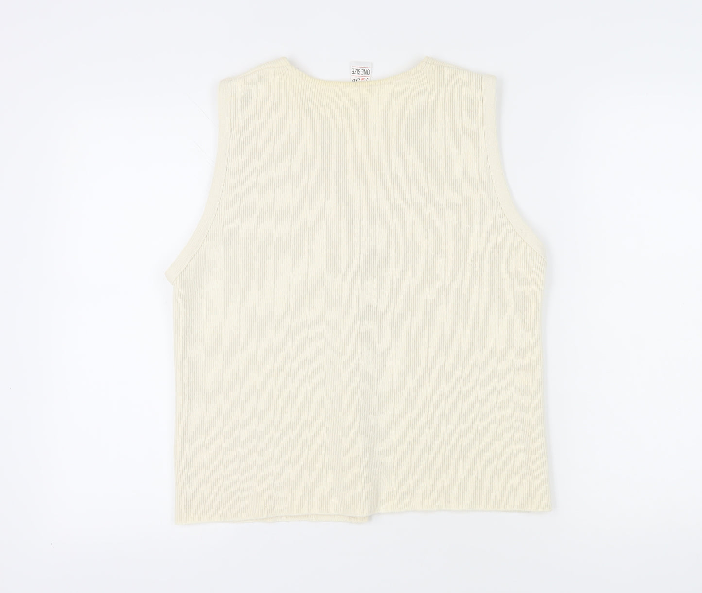 Snob Women's Ivory Knit Vest, One Size, Button Accents