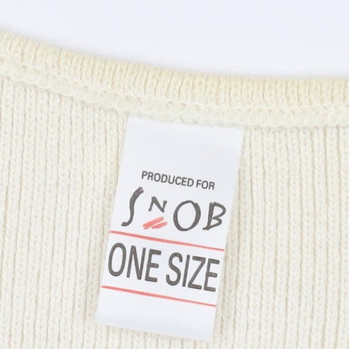 Snob Women's Ivory Knit Vest, One Size, Button Accents