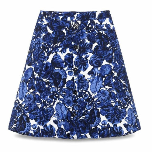 Laura Ashley Women's Blue Knee Length A-Line Skirt Size 10