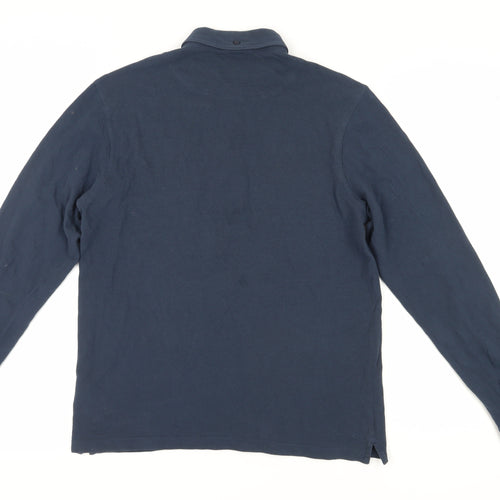 Farah Men's Blue Long Sleeve Polo Shirt M