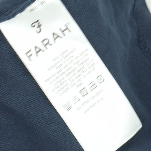 Farah Men's Blue Long Sleeve Polo Shirt M