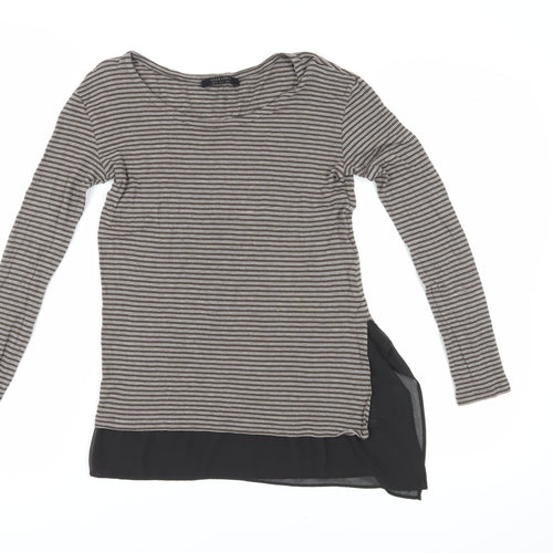 AllSaints Women's Black Tunic, Size 4, Striped Long Sleeve