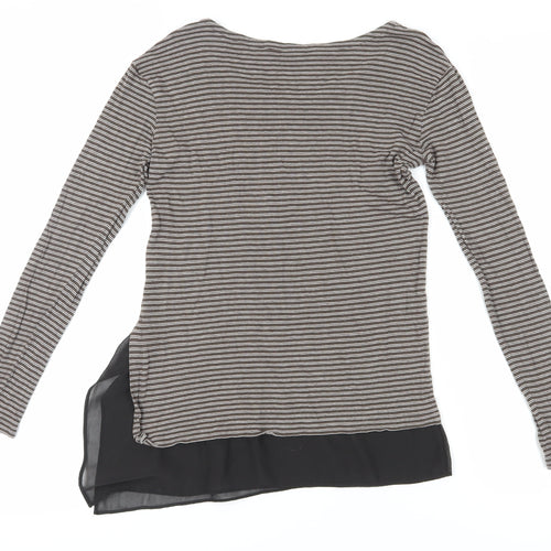 AllSaints Women's Black Tunic, Size 4, Striped Long Sleeve