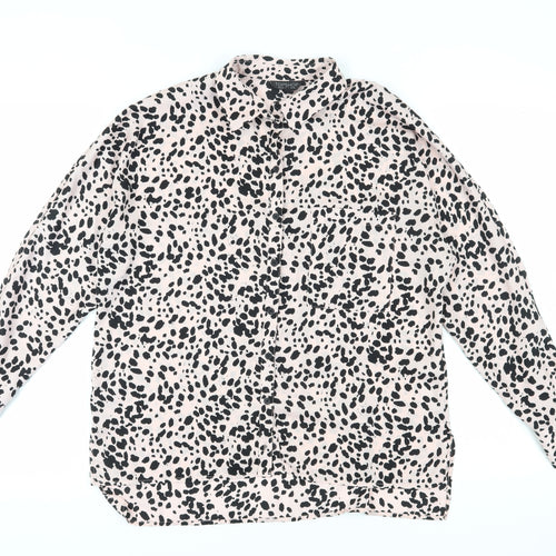 Topshop Women's Black Animal Print Blouse Size 10