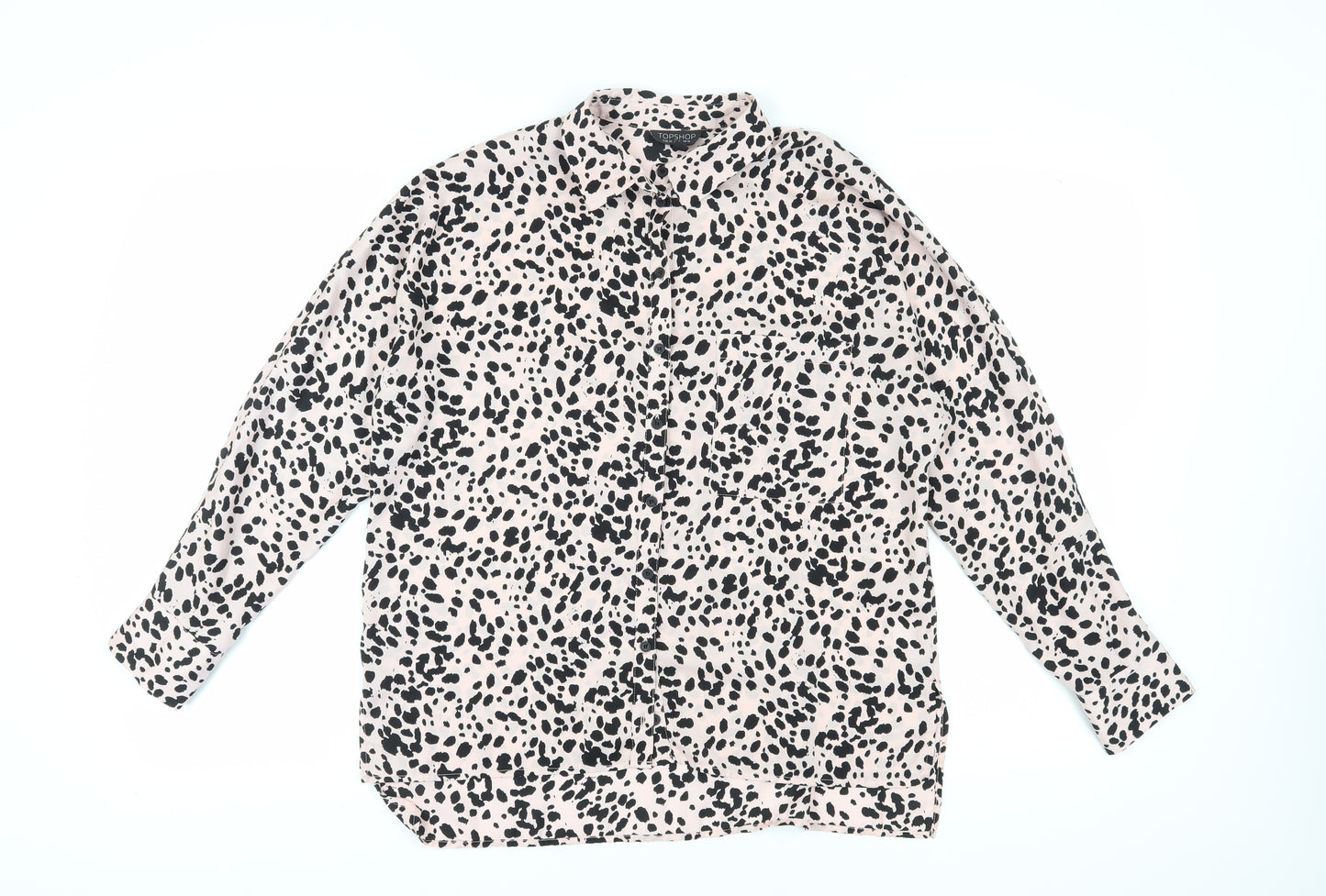 Topshop Women's Black Animal Print Blouse Size 10