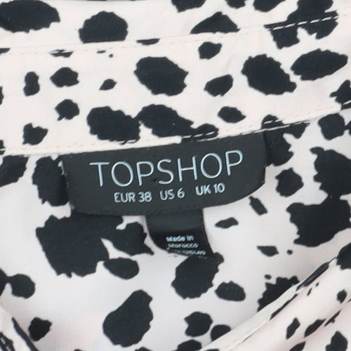 Topshop Women's Black Animal Print Blouse Size 10