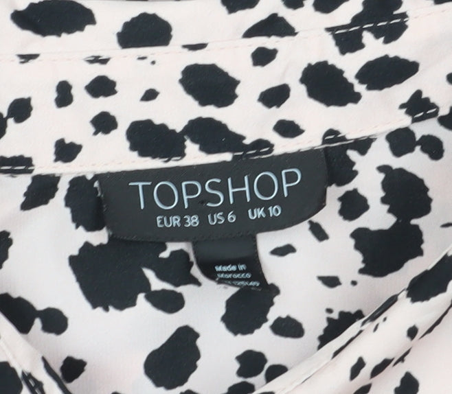 Topshop Women's Black Animal Print Blouse Size 10