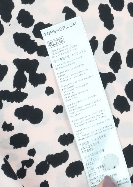 Topshop Women's Black Animal Print Blouse Size 10