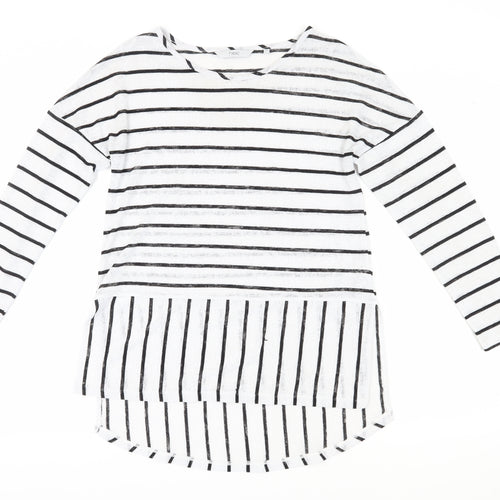 Next Women's White Striped T-Shirt, Size 12, Regular Fit