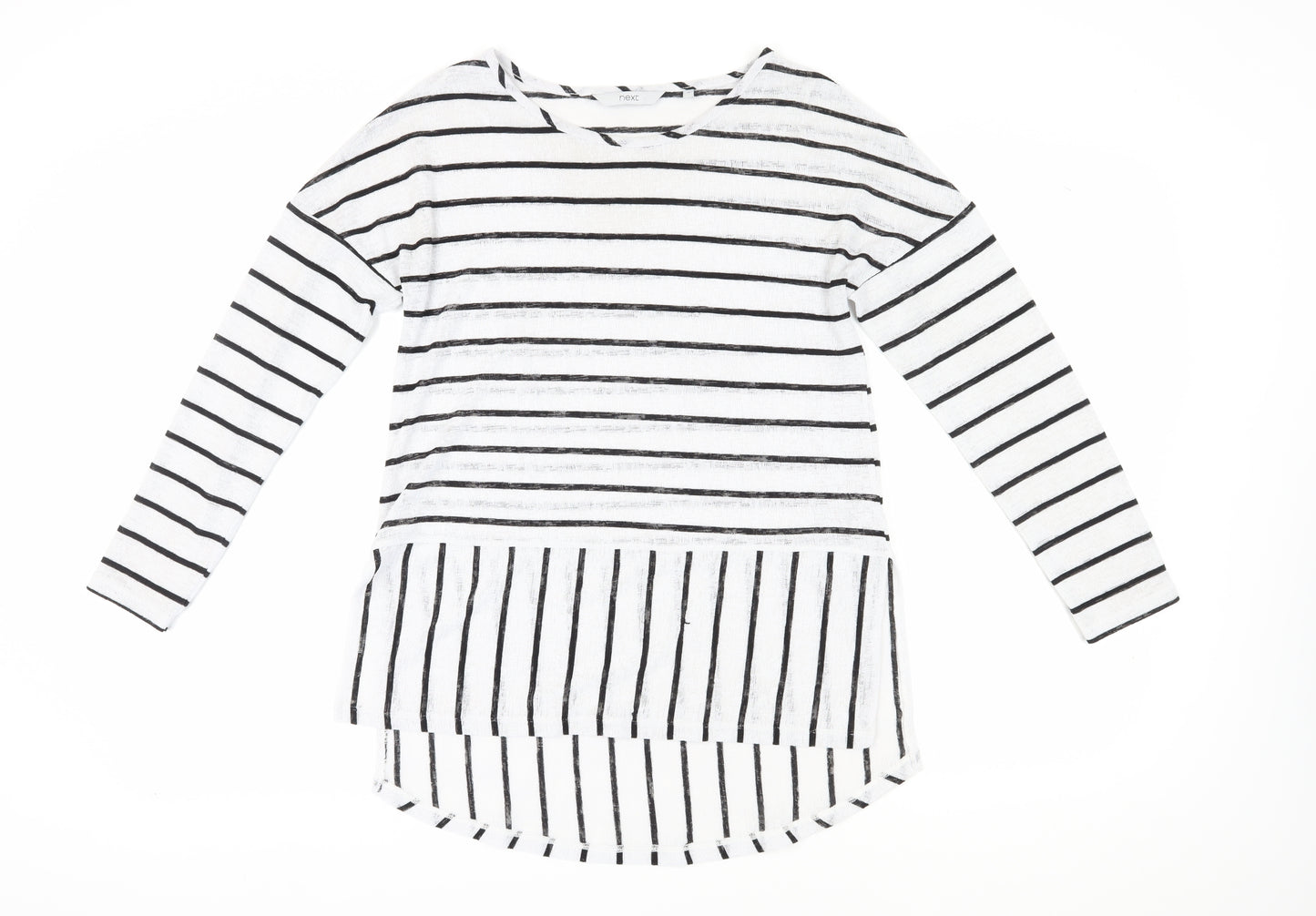 Next Women's White Striped T-Shirt, Size 12, Regular Fit