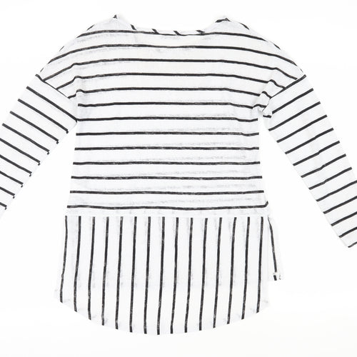 Next Women's White Striped T-Shirt, Size 12, Regular Fit