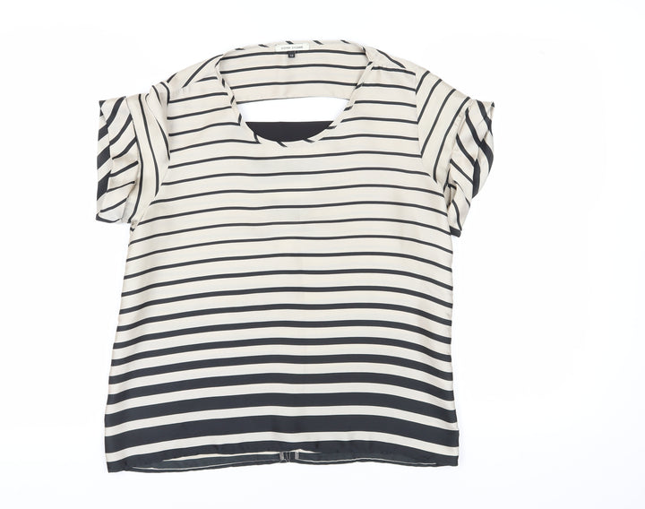 River Island Women's Beige Striped Blouse Size 12