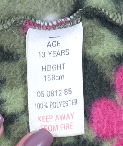 Peter Storm Girls Green Fleece Hoodie, 13 Years, Floral