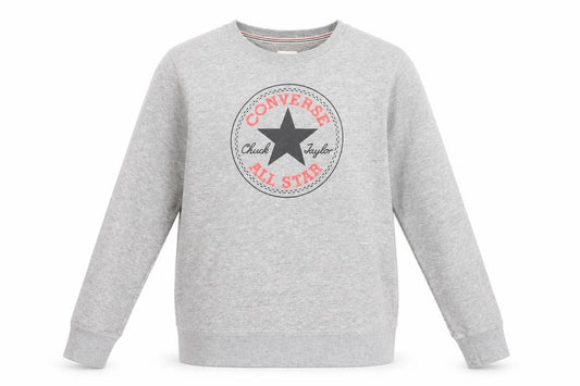Front view of Converse Kids Grey XL Pullover Sweatshirt with Logo
