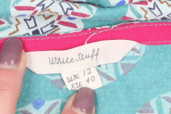 White Stuff Women's Blue Geometric Top Size 12