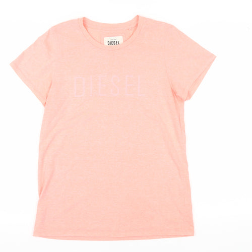 Diesel Girls Pink XL Basic T-Shirt with Logo