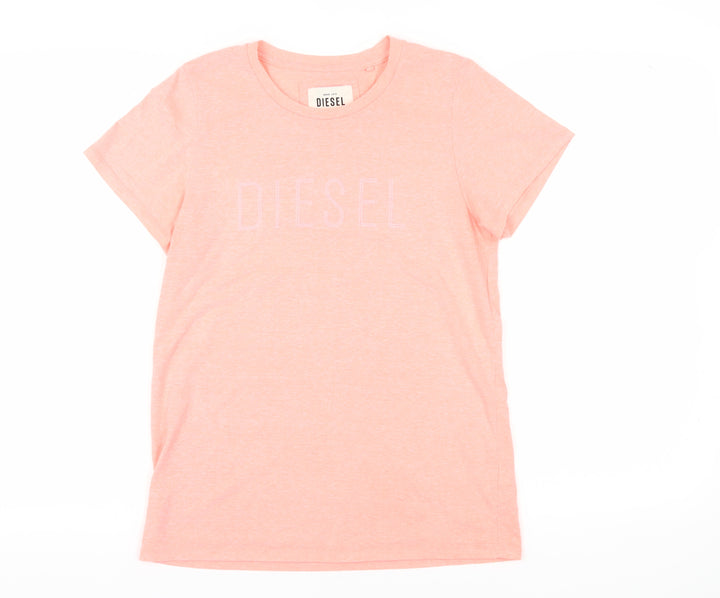 Diesel Girls Pink XL Basic T-Shirt with Logo