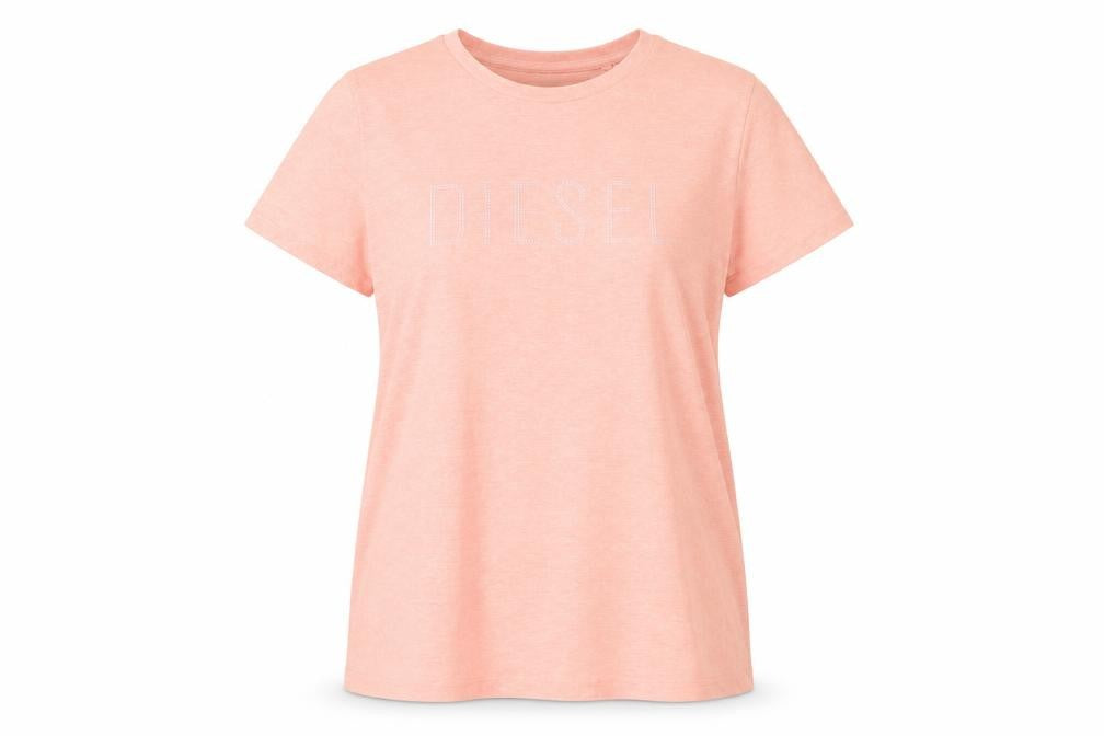 Front view of Diesel girls’ pink xl basic t-shirt with logo