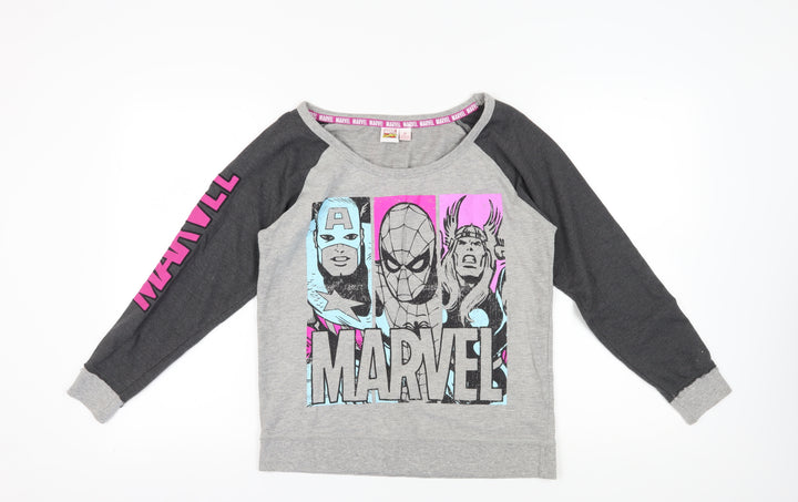 Marvel Women's Grey 14 Comics Superhero Pullover Sweatshirt