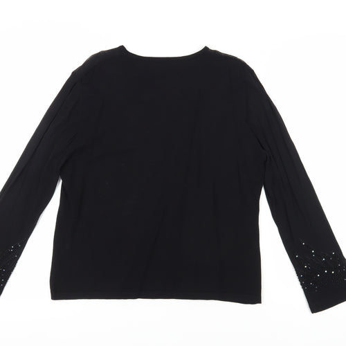 Jacques Vert Women's Black Beaded Long Sleeve Blouse
