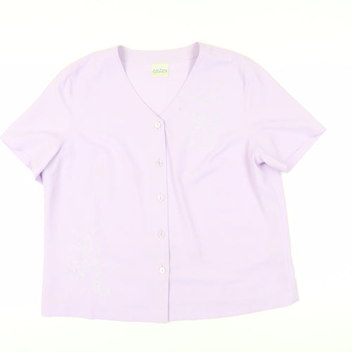 Eastex Women's Purple Button-Up Top, Size 16, Embroidered