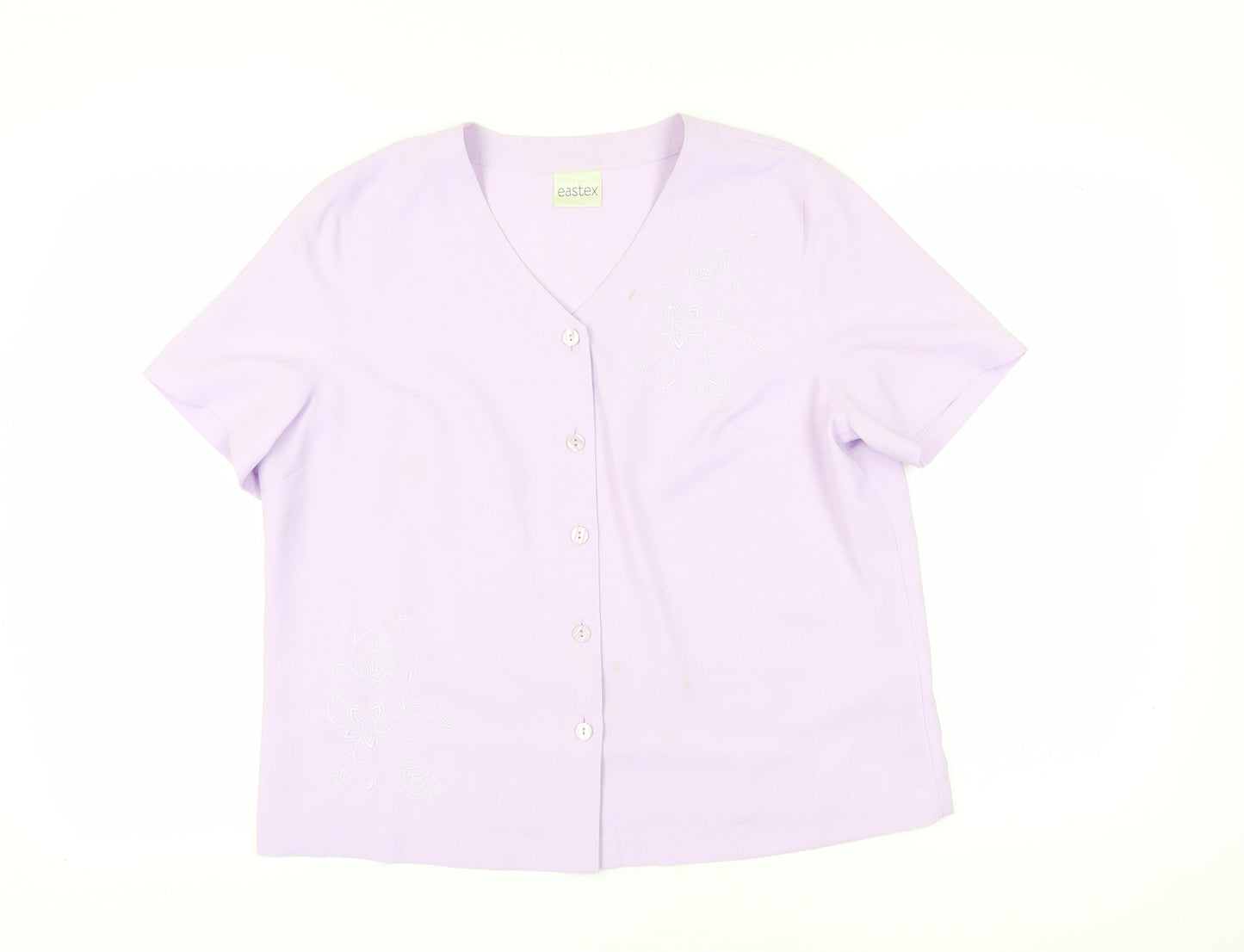 Eastex Women's Purple Button-Up Top, Size 16, Embroidered