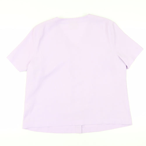 Eastex Women's Purple Button-Up Top, Size 16, Embroidered