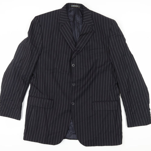 Dehavilland Men's Black Pinstripe Blazer Size 42L