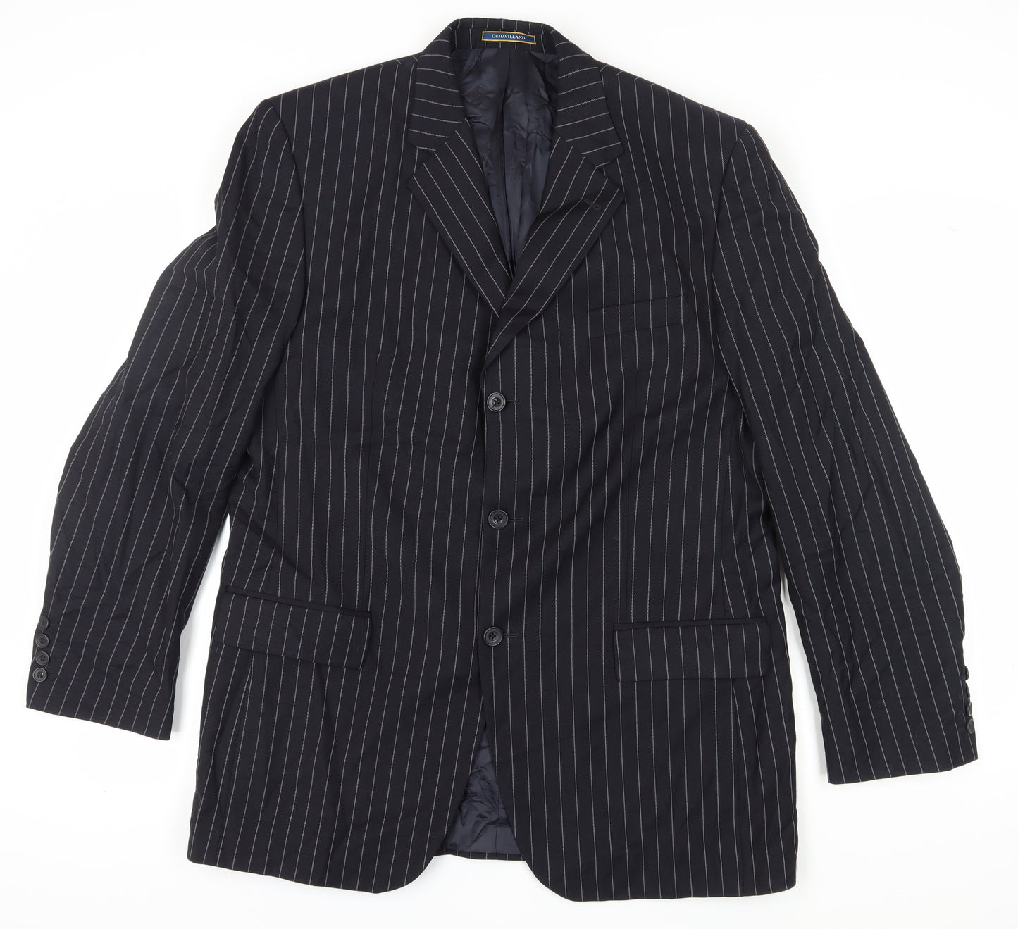 Dehavilland Men's Black Pinstripe Blazer Size 42L
