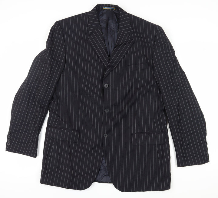 Dehavilland Men's Black Pinstripe Blazer Size 42L