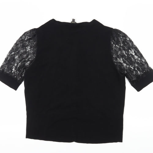 Alexon Women's Black Lace Short Sleeve Cardigan L