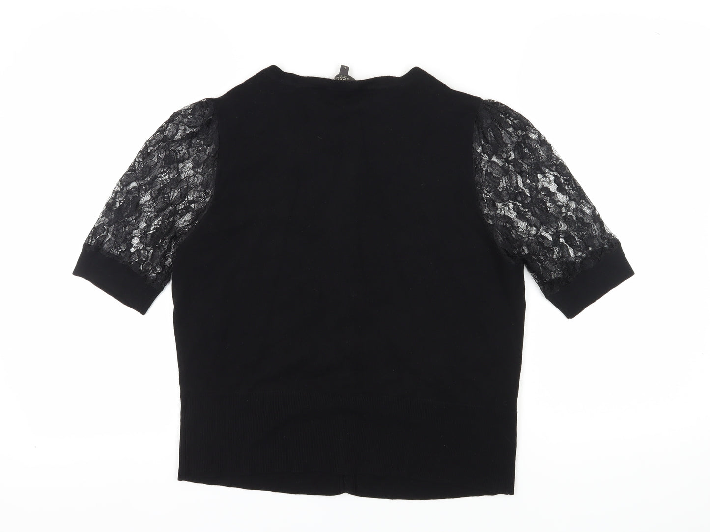 Alexon Women's Black Lace Short Sleeve Cardigan L