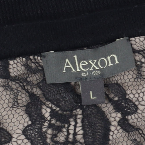 Alexon Women's Black Lace Short Sleeve Cardigan L