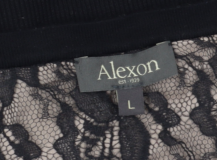 Alexon Women's Black Lace Short Sleeve Cardigan L