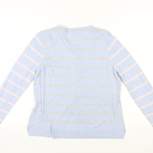 Laura Ashley Women's Blue Striped Cardigan Size 12