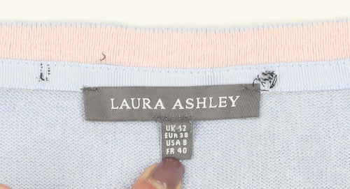 Laura Ashley Women's Blue Striped Cardigan Size 12