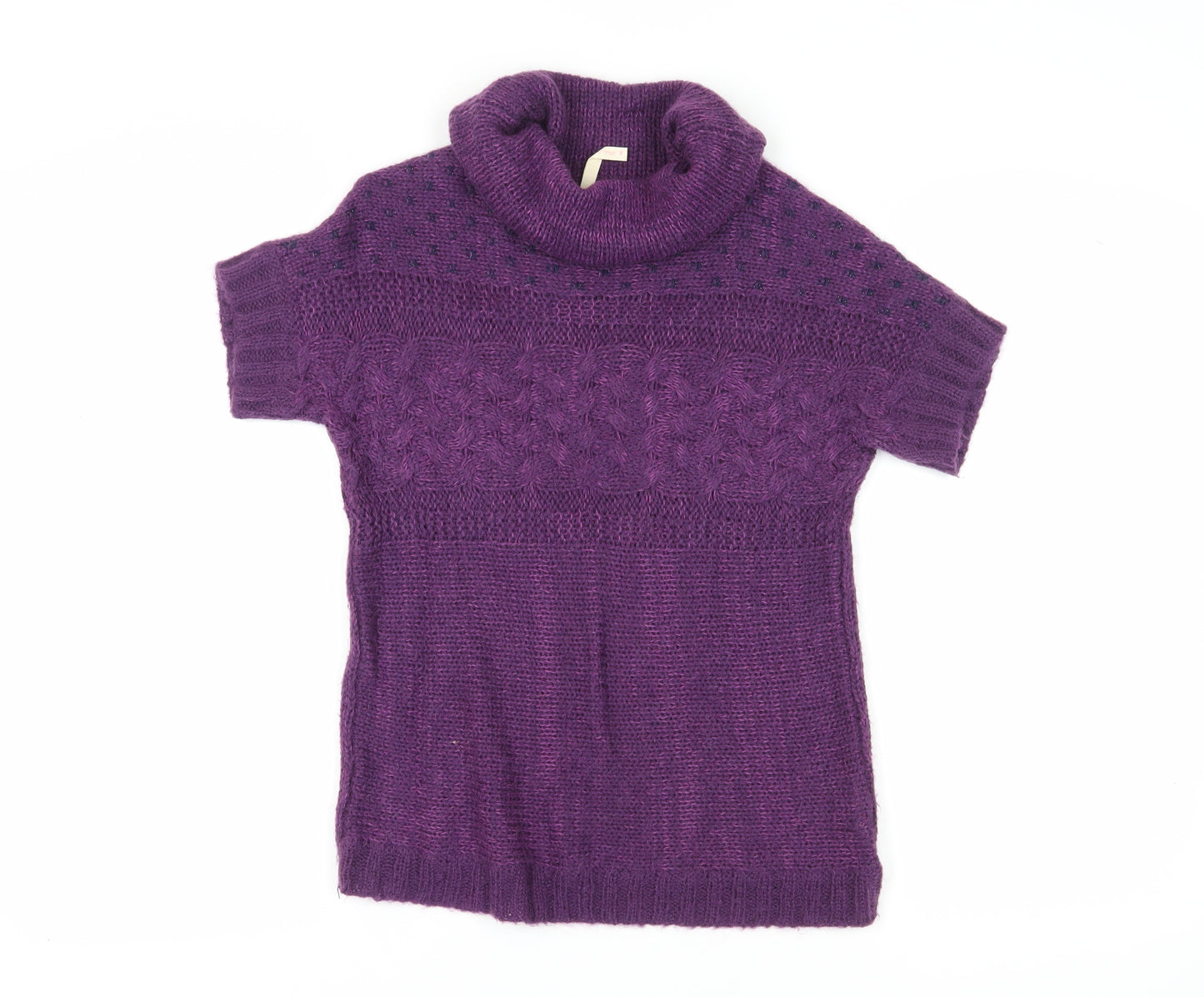 Little Stuff Women's Purple Cable-Knit Pullover, Size 14