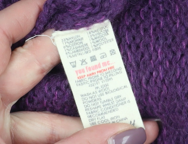 Little Stuff Women's Purple Cable-Knit Pullover, Size 14
