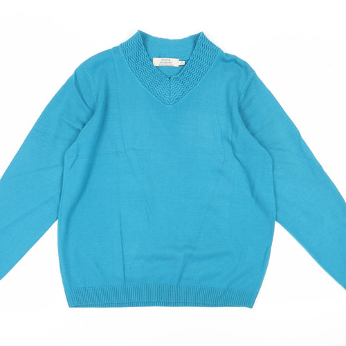 Honor Millburn Women's Blue V-Neck Pullover Jumper M