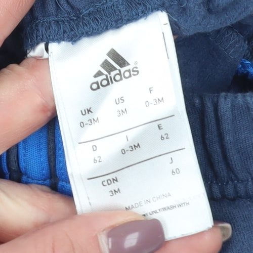 Adidas Unisex Baby Blue Jogger Trousers 0-3M - Cotton Comfort