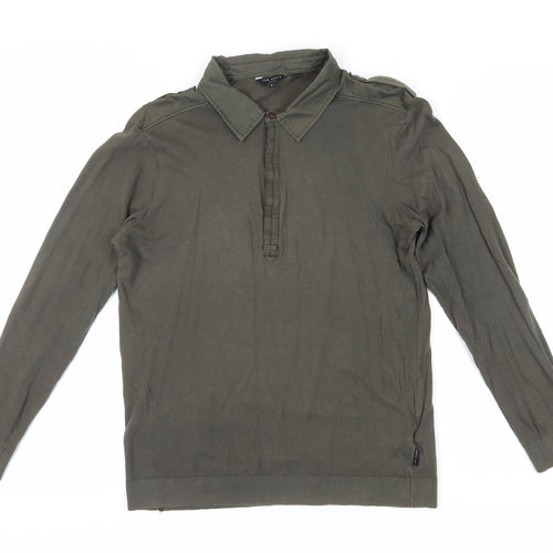 Ted Baker Men's Green Long Sleeve Polo Shirt, Size M