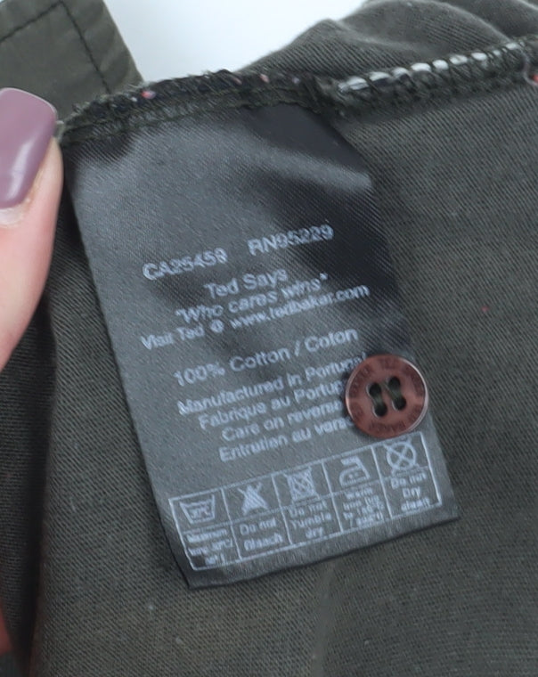 Ted Baker Men's Green Long Sleeve Polo Shirt, Size M