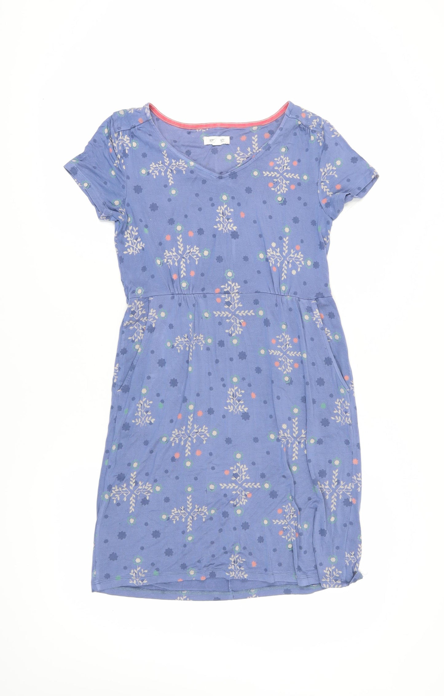 White Stuff Women's Floral Blue Knee-Length Dress 10