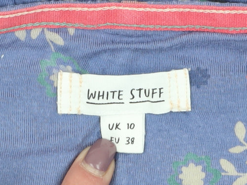 White Stuff Women's Floral Blue Knee-Length Dress 10