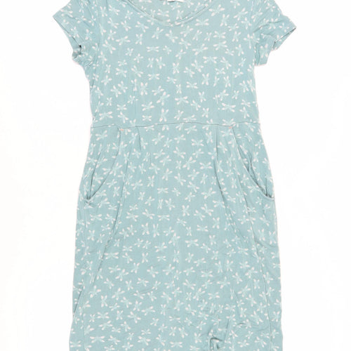 White Stuff Women’s Green Floral T-Shirt Dress Size 10