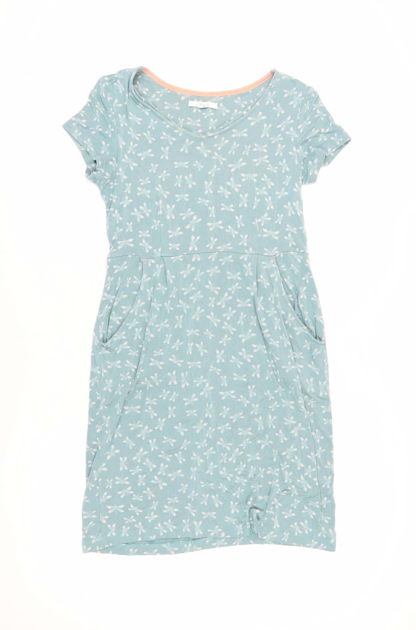 White Stuff Women’s Green Floral T-Shirt Dress Size 10