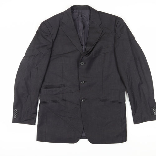 T.M.Lewin Men's Black Wool Suit Jacket, Size 38S