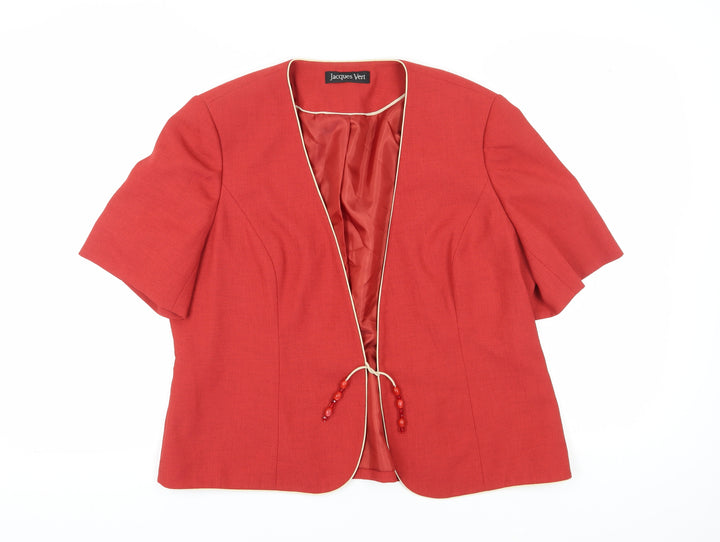 Jacques Vert Women's Red Short Sleeve Blazer Size 20